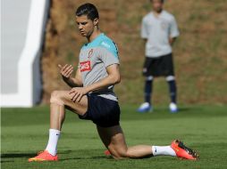 Cristiano Ronaldo durante el entrenamiento de hoy en Campinas. AP /