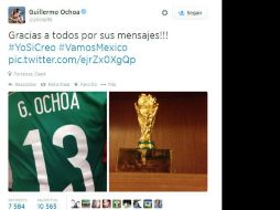 Imagen de la publicación que el guardameta publicó en Twitter. ESPECIAL /