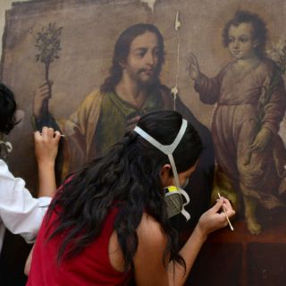 Pintura novohispana de Juan Correa es restaurada