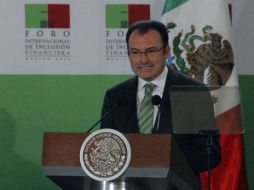 Luis Videgaray asegura que la inclusión financiera es un asunto para todas las economías pero en México es un reto mayor. NTX /