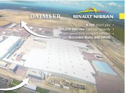 En aguascalientes. Así queda la distribución de espacios entre la planta de Nissan y el lugar que ocuparán Infiniti y Mercedes-Benz.  /