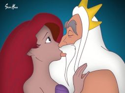 En una de las imágenes se ve a Ariel siendo besada por su padre Tritón. ESPECIAL /