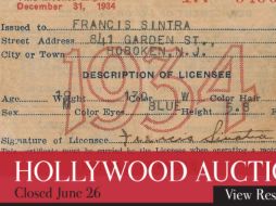 El amarillento documento sin foto de 1934 fue emitido a 'Francis Sintra'. ESPECIAL /