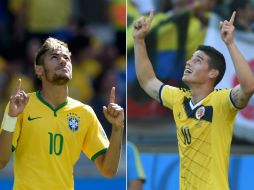 Las figuras del encuentro, Neymar y James Rodríguez lucharon para que sus equipos estuvieran en los cuartos de final. AFP /