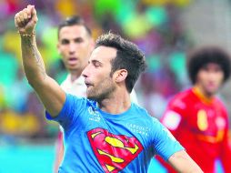 MENSAJE. El espontáneo demostró lo endeble que ha sido la seguridad en los estadios mundialistas. AP /