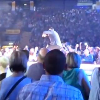 Robbie Williams fractura brazo a fan