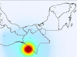 Epicentro del sismo y zona de influencia. Imagen de Twitter @pcivilchiapas  /
