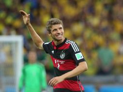 Thomas Müller festeja el primer gol del partido ante los brasileños. EFE /