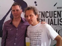 El líder de la Klaus Mayer Big Band (i) y el trompetista ruso Alex Sipiagin (d).  /