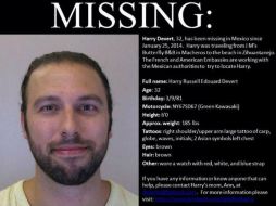 Harry está en calidad de desaparecido desde el 25 de enero. ESPECIAL /