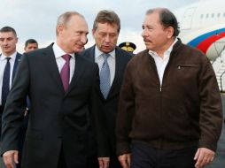 El presidente de Rusia es recibido por su homólogo nicaragüense Daniel Ortega durante su gira latinoamericana. AFP /