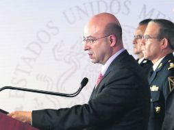 Renato Sales anuncia la captura de Geremías Márquez, alias el 'Perro', en Tabasco. EFE /