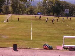 Los jugadores de los Leones Negros, en una sesión de entrenamiento.  /
