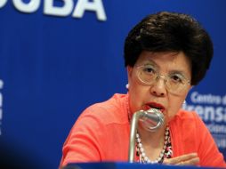 Margaret Chan ofrece una conferencia de prensa en Cuba, donde ya se han reportado 11 casos. EFE /