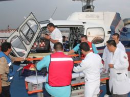 Una aeronave de la FGE traslado a la víctima. ESPECIAL /