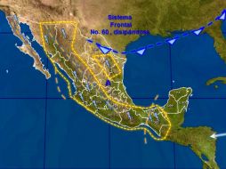 El sistema frontal 60 ocasionará tormentas, granizadas y posibles torbellinos en el noreste del país. TOMADA DE @conagua_clima  /