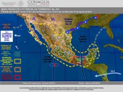 El Sistema de Protección Civil Nacional exhorta a la población a tomar precauciones durante las tormentas. Foto: @conagua_clima. ESPECIAL /