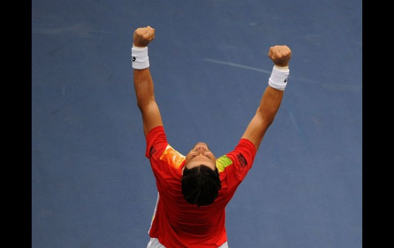 David Ferrer veía muy complicado llegar a la Final, quedando del lado de Djokovic y Tsonga. AFP /