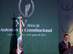El Presidente Enrique Peña Nieto sostiene que México trabaja para consolidarse como un Estado democrático de derecho. ESPECIAL /