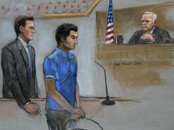 Dibujo del aspecto general de la sesión en contra de Dias Kadyrbayev. AP /