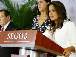 Mariana Benítez ofrece una conferencia de prensa para hablar de los detalles sobre los desaparecidos en México. NTX /