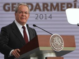 Rubido García da un discurso en la presentación de la Gendarmería. NTX /