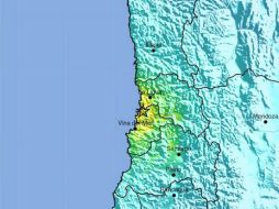 Mapa muestra la zona afectada por el movimiento telúrico. EFE /