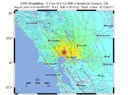 Mapa publicaod por el Servicio Geológico de EU que muestra la zona afectada por el terremoto. EFE /