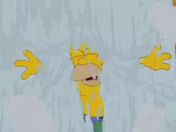 'Oh, eso estuvo frío brrrrr.... pero lo vale para aumentar la conciencia sobre ALS', dice Homero. Foto: AnimationDomination. ESPECIAL /