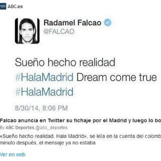 Falcao anuncia su llega al Real Madrid