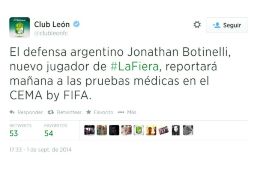 El club informó a través de su cuenta de Twitter la oficialización del fichaje. ESPECIAL /