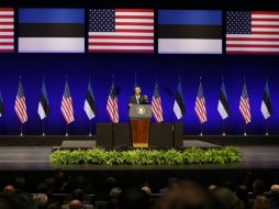 El presidente estadounidense realiza sus declaraciones durante un discurso en una Estonia, donde se encuentra de visita. AP /