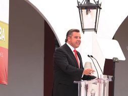 El primer edil de Tlaquepaque, Alfredo Barba, durante su segundo informe de actividades.  /