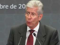 Gerardo Ruiz Esparza ofrece una conferencia de prensa sobre la construcción del nuevo aeropuerto. NTX /