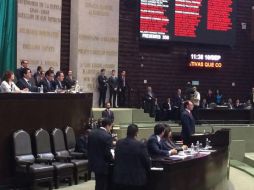 Luis Videgaray, durante su comparecencia en la Cámara de Diputados. TWITTER ‏@DunyaskaPANVer ESPECIAL /