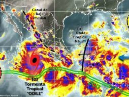 'Odile' se ubica a 310 kilómetros al sur-suroeste de Lázaro Cárdenas, Michoacán. TWITTER  @conagua_clima  /