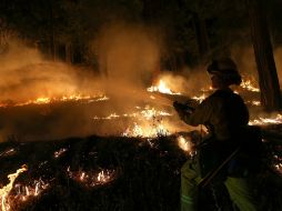 Una mujer del cuerpo de bomberos combate las llamas en Fresh Pond, California. AFP J. Sullivan  /