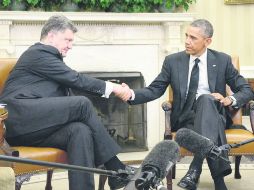 Petro Poroshenko y Barack Obama se reúnen en la Casa Blanca. EFE /