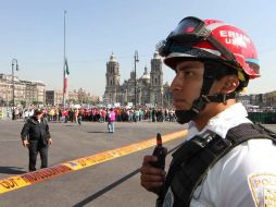 Simulacro en el Zócalo del DF, por el aniversario 29 del terremoto de 1985 y el Día Nacional de Protección Civil. NTX G. Durán  /