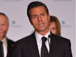 El presidente Enrique Peña Nieto durante su discurso en la entrega del Premio Estadista Mundial 2014. NTX /