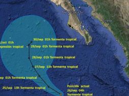 Paso de la tormenta tropical Rachel frente a las costas del país. TWITTER / @conagua_clima