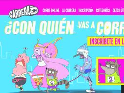 Personajes de Hora de aventura, entre los que invitan a los televidentes a participar en la carrera Cartoon Network. ESPECIAL / www.cartoonnetwork.com.mx