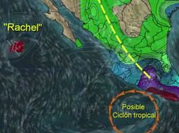 Imagen de la Conagua que muestra la ubicación del fenómeno natural con potencial ciclónico. YOUTUBE / smnmexico
