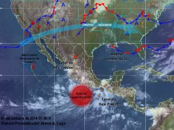 El sistema genera una fuerte entrada de humedad. ESPECIAL / smn.conagua.gob.mx