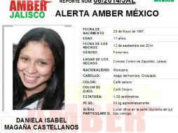 Daniela Isabel Magaña Castellanos sigue desaparecida. TWITTER / AAMBER_JAL