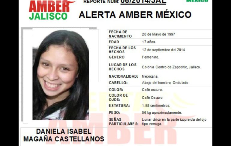 Daniela Isabel Magaña Castellanos sigue desaparecida. TWITTER / AAMBER_JAL