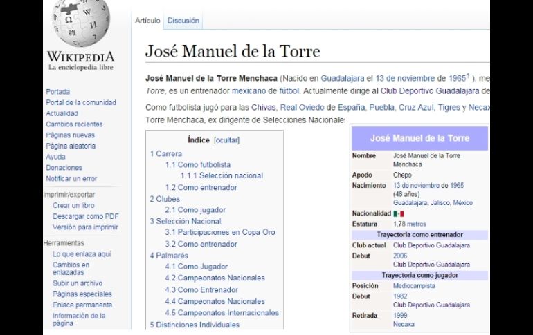 Captura de pantalla que muestra la información actualizada. ESPECIAL / Wikipedia.com