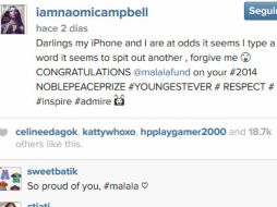 Campbell después tuiteó una disculpa, echándole la culpa al autocorrector de su iPhone. INSTAGRAM / @iamnaomicampbell