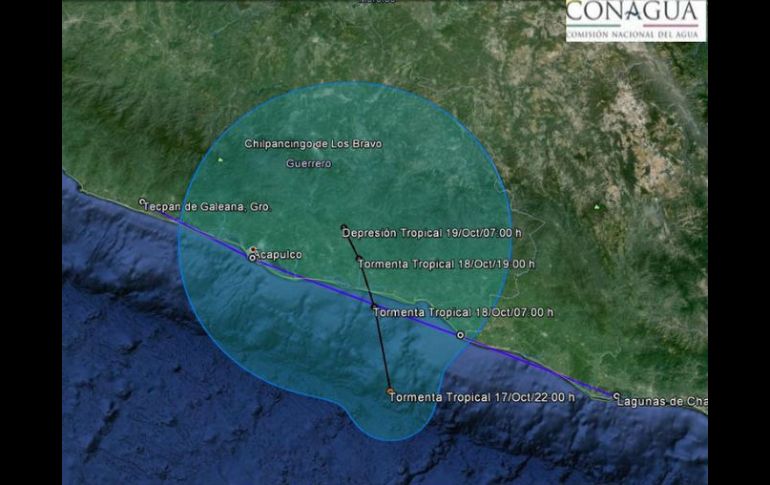 Se localiza a 140 kilómetros al sureste de AcSe localiza a 140 kilómetros al sureste de Acapulco. apulco. ESPECIAL / smn.conagua.gob.mx