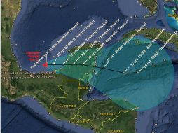 La Conagua informa que la baja presión se ubica al noroeste de Tabasco y al oeste-noroeste de Campeche. TWITTER / @conagua_clima